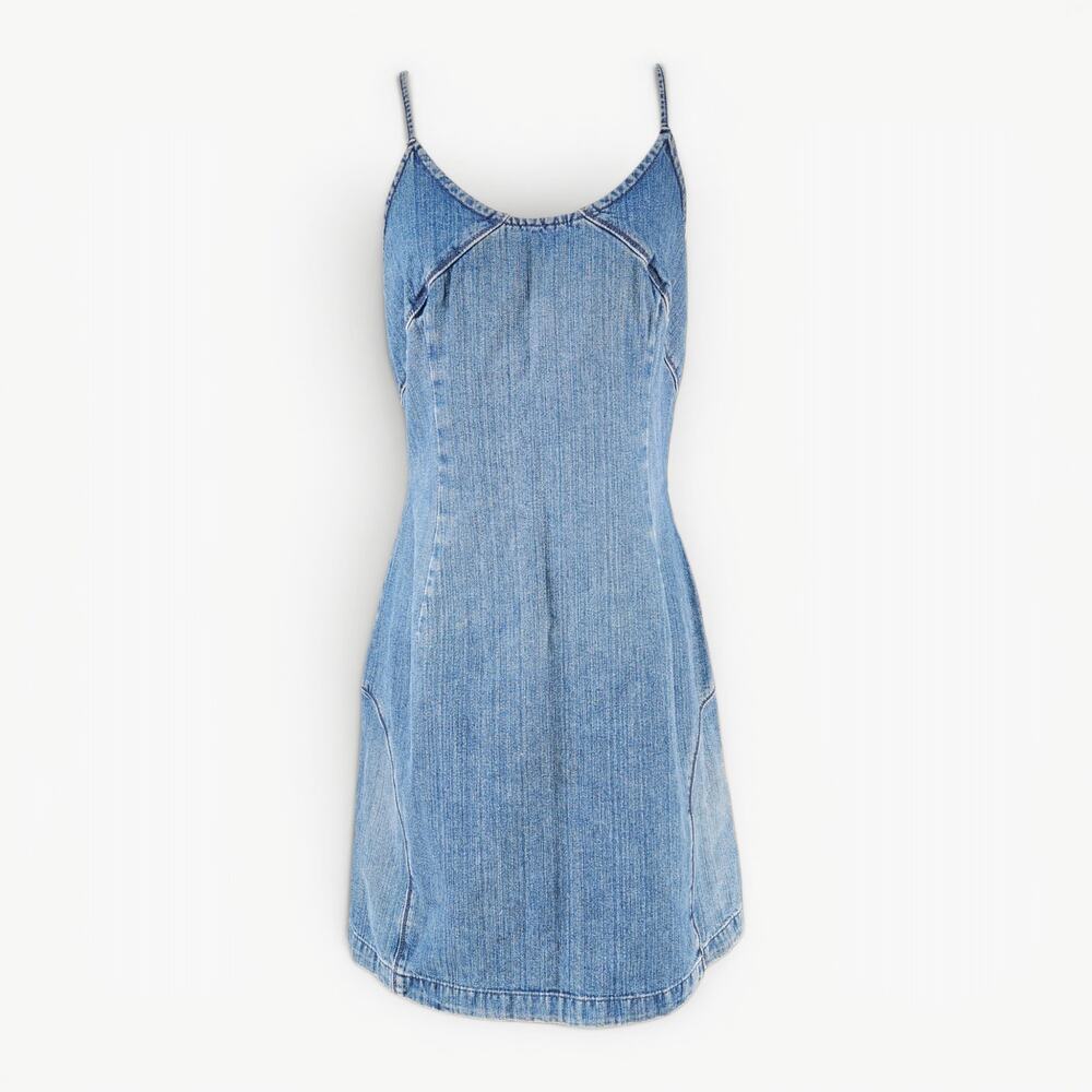 Euro Y2k Denim Mini Dress Sisley Subversive - Medium